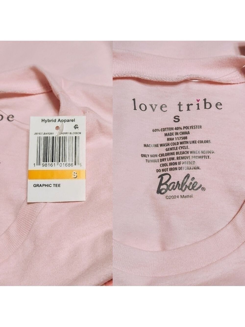 Love Tribe Barbie Ken Graphic Tee Pink Blue Crew Neck Small - Picture 7 of 8